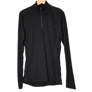 Icebreaker Merino Wool Bodyfit 150 Base Layer 1/4 Zip Black Trim Fit Men's Large